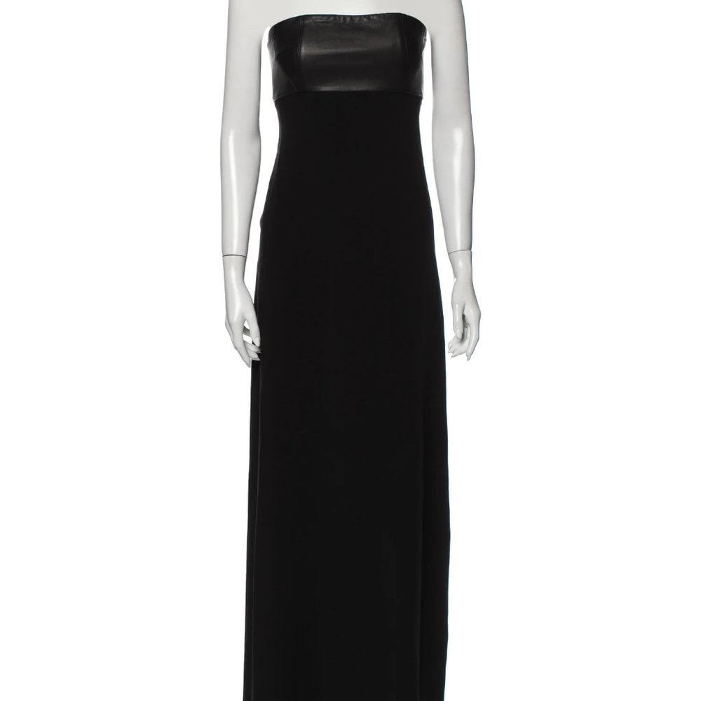 ALICE + OLIVIA Strapless Long Dress w/ Leather Accent